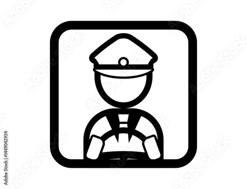 運転手のシンプルな四角いモノクロイラストアイコン