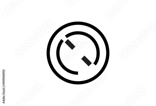 Circular Symbol Element with Dashed Lines and Black Shapes Design