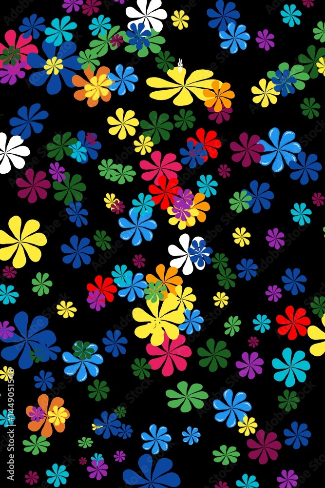 seamless pattern with flowers on black background seamless pattern with flowers on black background