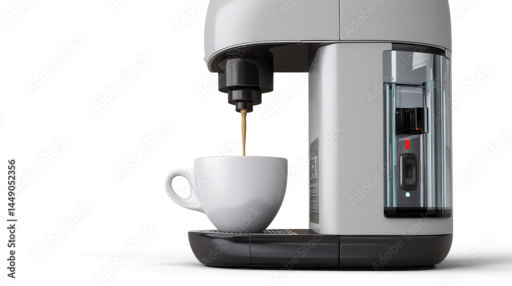 Modern coffee machine pouring coffee into a white cup Modern coffee machine pouring coffee into a white cup