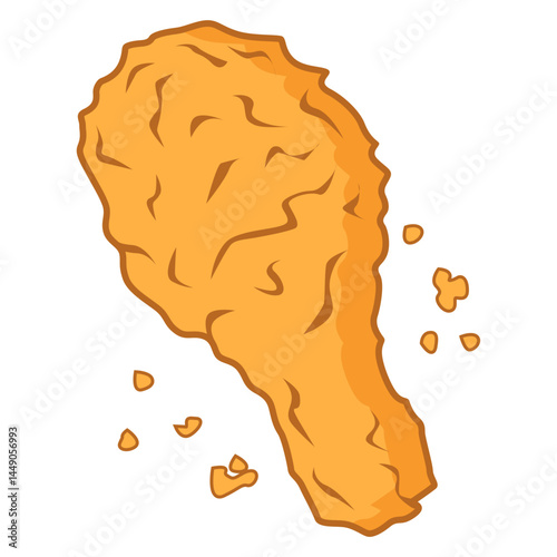 crunchy fried chicken drumstick with crispy texture and crumbs