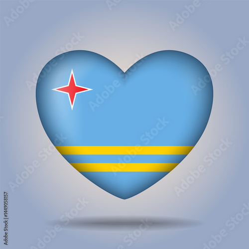 Aruba flag heart button Isolated on color gradient background. Exclusive Icon flag