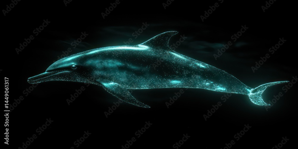 Naklejka premium Glowing dolphin image