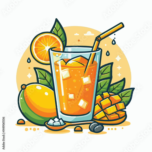 fizz, drink, beverage, fresh, mango, cocktail, orange, liquid, cold, glass, soda, juice, ice, fruit, sweet, alcohol, refreshment, food, healthy, bar, lemonade, refreshing, mint, summer, freshness, car