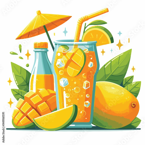 fizz, drink, beverage, fresh, mango, cocktail, orange, liquid, cold, glass, soda, juice, ice, fruit, sweet, alcohol, refreshment, food, healthy, bar, lemonade, refreshing, mint, summer, freshness, car