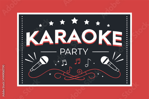 Design a minimalist vector poster for a karaoke party.  Feature clean lines, bold typography, and a muted color palette.  Include space for event details.