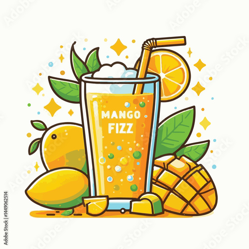 fizz, drink, beverage, fresh, mango, cocktail, orange, liquid, cold, glass, soda, juice, ice, fruit, sweet, alcohol, refreshment, food, healthy, bar, lemonade, refreshing, mint, summer, freshness, car