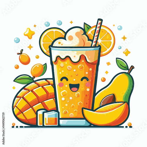 fizz, drink, beverage, fresh, mango, cocktail, orange, liquid, cold, glass, soda, juice, ice, fruit, sweet, alcohol, refreshment, food, healthy, bar, lemonade, refreshing, mint, summer, freshness, car