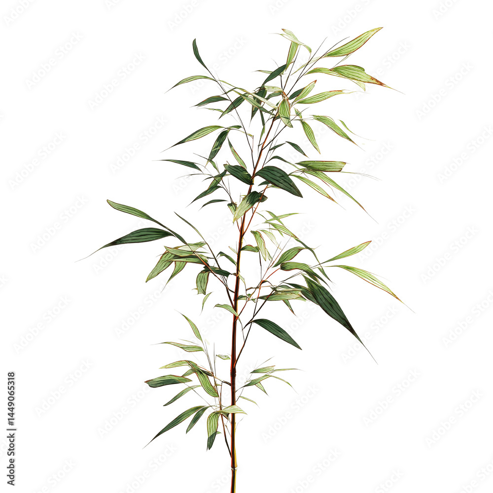 Fototapeta premium Lush Green Bamboo Plant Isolated on White Transparent background