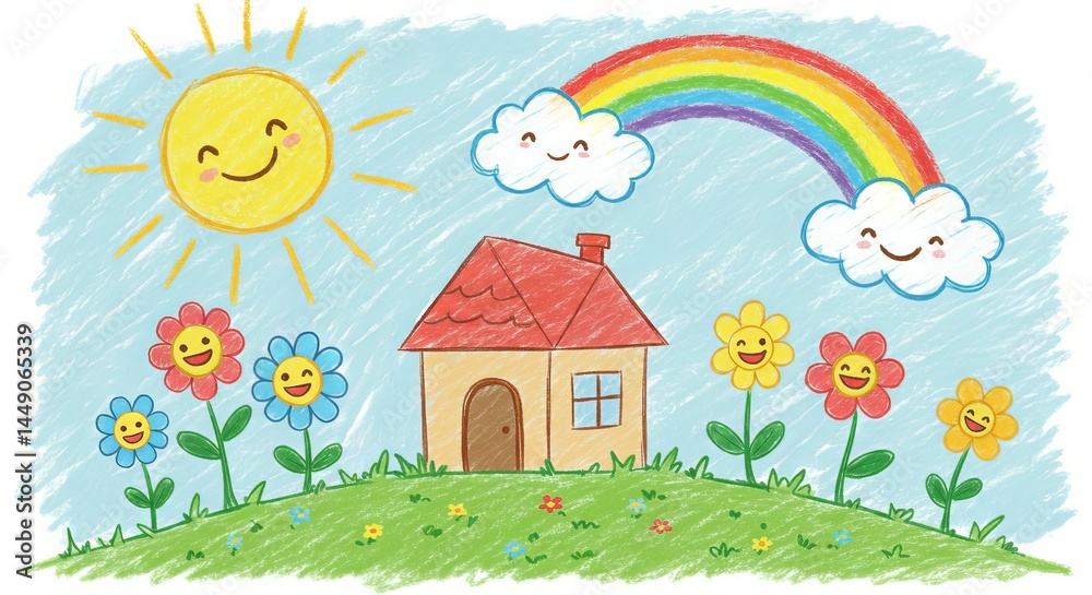 Fototapeta premium Happy home amidst smiling natures embrace