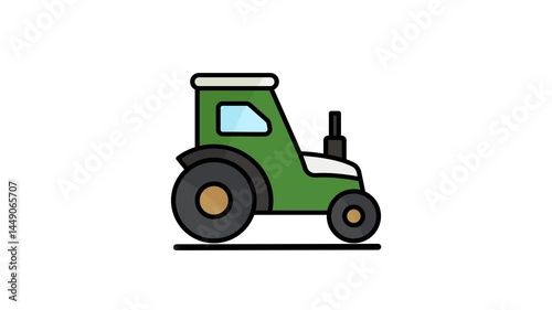 Tractor animated icon. animated icon related to farming machinery. suitable for user interface, provide visual feedback and more. alpha channel, transparent background