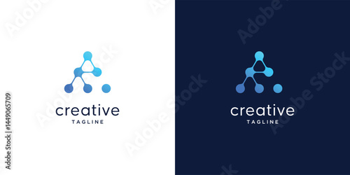 Innovate  meta ball icon , symbol, initial letter R , technology logo design. universal neuron, biotechnology molecule atom DNA chip symbol.	