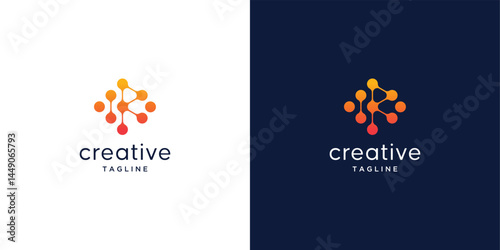 Innovate Technology  with dot molecular concept, creative icon, symbol, vector logo design 