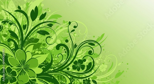 Lush green floral swirl flourishing