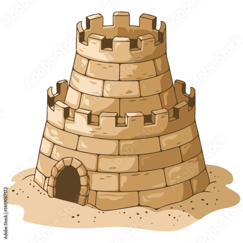 sand castle kingdom beach vacation isolated vector illustration on white background