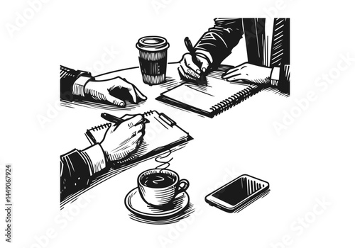 Business Networking hand drawn sketch vector illustration