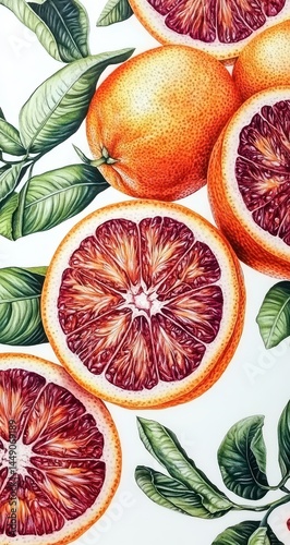 Detailed illustration of blood oranges photo
