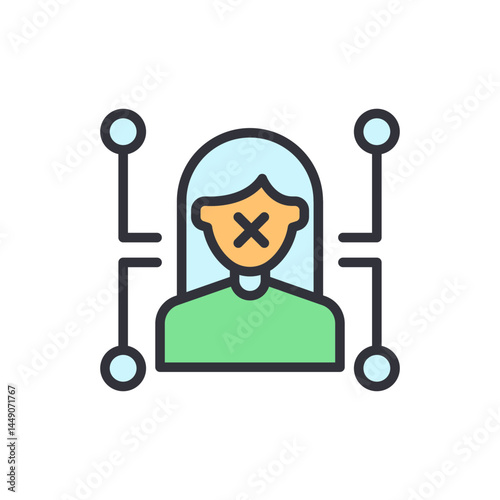 Deepfake colored icons, minimalist vector illustration ,simple transparent graphic element .Isolated on white background