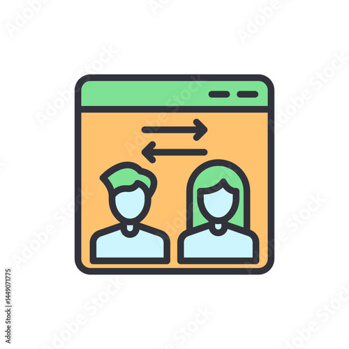Deepfake colored icons, minimalist vector illustration ,simple transparent graphic element .Isolated on white background