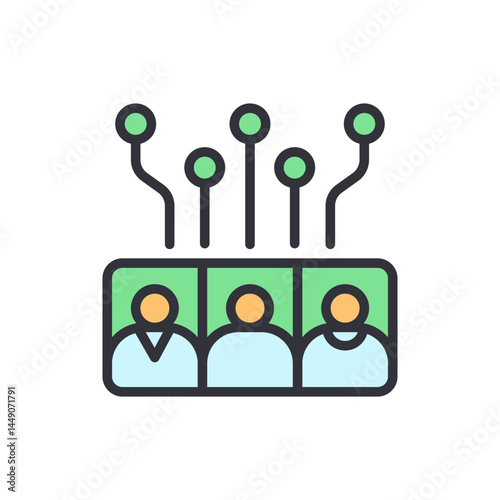 Deepfake colored icons, minimalist vector illustration ,simple transparent graphic element .Isolated on white background