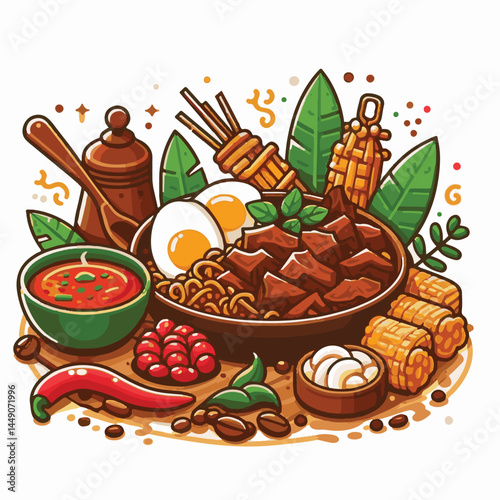 traditional, spicy, indonesia, rendang, cuisine, meat, indonesian food, food, homemade, minangkabau, beef, delicious, lunch, coconut milk, meal, chili, background, west sumatra, restaurant, padang, ta