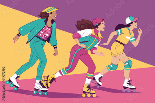 Design a retro 90s-inspired sportswear collection featuring a signature rolled sleeve detail;  think vibrant colors, bold graphics, and athletic silhouettes.