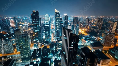 Wallpaper Mural Nighttime Cityscape with Skyscrapers and Bright City Lights Torontodigital.ca