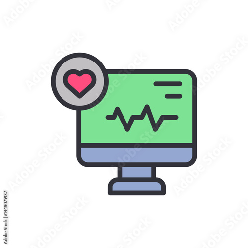 Defibrillator colored icons, minimalist vector illustration ,simple transparent graphic element .Isolated on white background