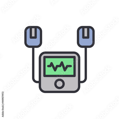 Defibrillator colored icons, minimalist vector illustration ,simple transparent graphic element .Isolated on white background