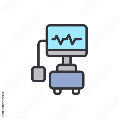 Defibrillator colored icons, minimalist vector illustration ,simple transparent graphic element .Isolated on white background