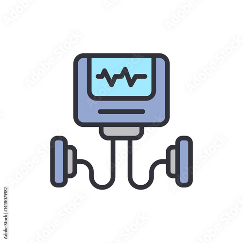 Defibrillator colored icons, minimalist vector illustration ,simple transparent graphic element .Isolated on white background