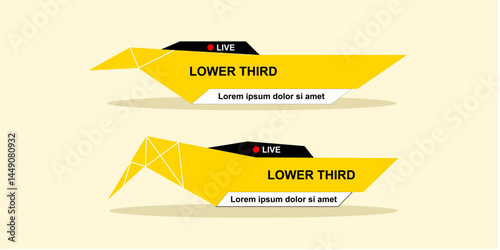 Graphic set of lower third concept design. Icon headline bar broadcasting television element. Vector illustration.