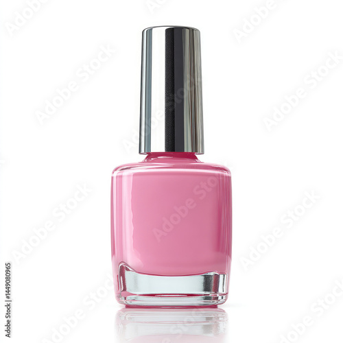 Pink nail polish bottle, studio shot