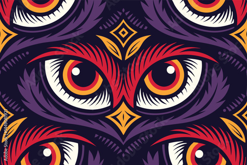 Create a stylized, seamless pattern featuring numerous horrifying, intensely staring eyes, rendered in a dark and unsettling aesthetic.