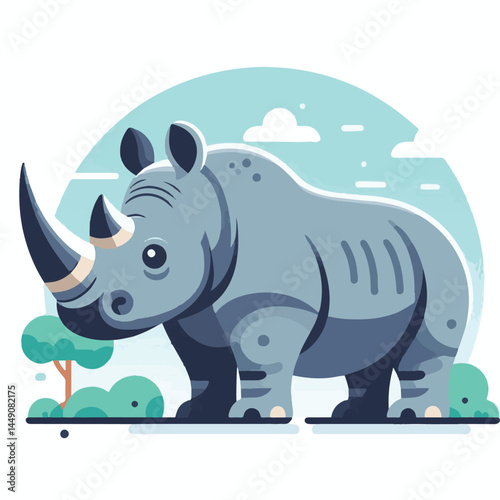 wild, wildlife, animal, rhino, mammal, nature, africa, african, big, safari, rhinoceros, horn, white, endangered, zoo, isolated, large, herbivore, illustration, background, cartoon, cute, portrait, pa
