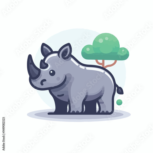 wild, wildlife, animal, rhino, mammal, nature, africa, african, big, safari, rhinoceros, horn, white, endangered, zoo, isolated, large, herbivore, illustration, background, cartoon, cute, portrait, pa