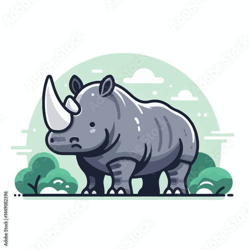 wild, wildlife, animal, rhino, mammal, nature, africa, african, big, safari, rhinoceros, horn, white, endangered, zoo, isolated, large, herbivore, illustration, background, cartoon, cute, portrait, pa