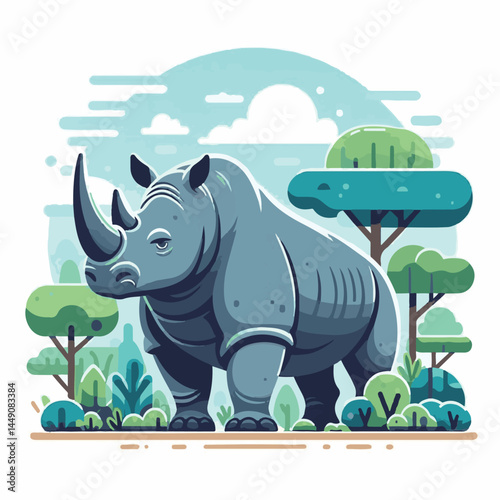 wild, wildlife, animal, rhino, mammal, nature, africa, african, big, safari, rhinoceros, horn, white, endangered, zoo, isolated, large, herbivore, illustration, background, cartoon, cute, portrait, pa