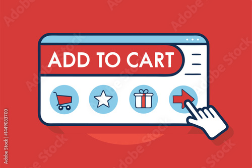 Design a vibrant vector background illustrating various "Add to Cart" button interactions, showcasing diverse e-commerce website design elements and user interface styles.