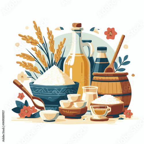 drink, alcohol, rice, food, background, traditional, asia, cup, beverage, tradition, wine, alcoholic, sake, liquor, healthy, cuisine, asian, white, ingredient, korean, table, fresh, makgeolli, korea, 