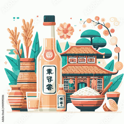 drink, alcohol, rice, food, background, traditional, asia, cup, beverage, tradition, wine, alcoholic, sake, liquor, healthy, cuisine, asian, white, ingredient, korean, table, fresh, makgeolli, korea, 