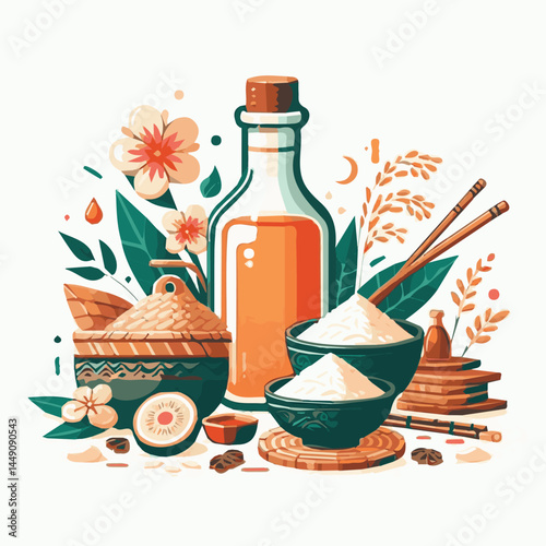 drink, alcohol, rice, food, background, traditional, asia, cup, beverage, tradition, wine, alcoholic, sake, liquor, healthy, cuisine, asian, white, ingredient, korean, table, fresh, makgeolli, korea, 
