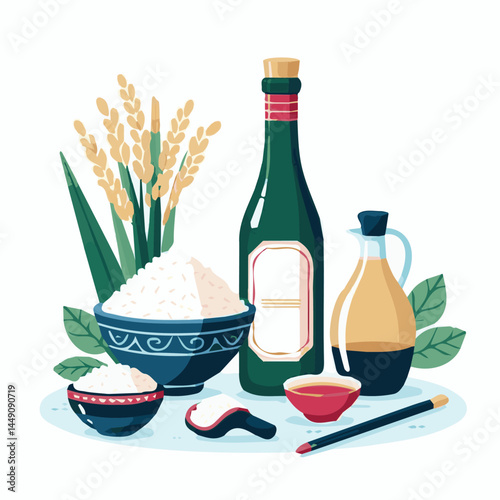 drink, alcohol, rice, food, background, traditional, asia, cup, beverage, tradition, wine, alcoholic, sake, liquor, healthy, cuisine, asian, white, ingredient, korean, table, fresh, makgeolli, korea, 