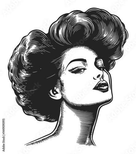 Elegant Vintage Portrait of a Woman with Stylish Hair Design