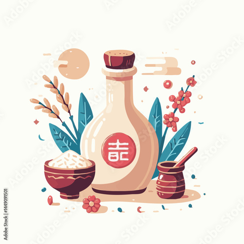 drink, alcohol, rice, food, background, traditional, asia, cup, beverage, tradition, wine, alcoholic, sake, liquor, healthy, cuisine, asian, white, ingredient, korean, table, fresh, makgeolli, korea, 