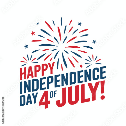 lettering of 4th of July on white background. Happy Independence Day.
