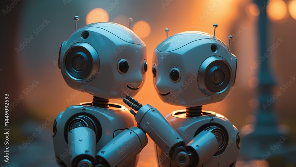 cute robot couple in love, AI Generative cute robot couple in love, AI Generative