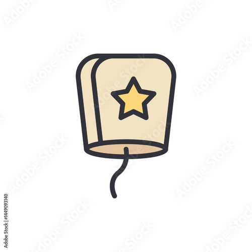 Floating lantern colored icons, minimalist vector illustration ,simple transparent graphic element .Isolated on white background