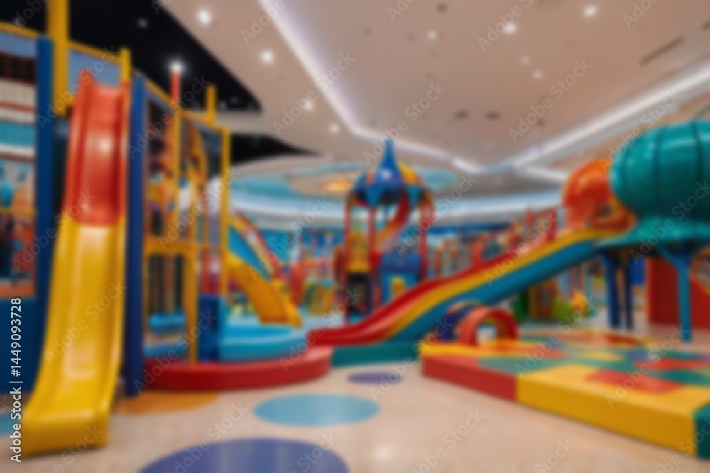 custom made wallpaper toronto digitalinterior of children's play area in a blurry mall, slide game, no people, bright lighting, colorful, children's play area, blurry wallpaper