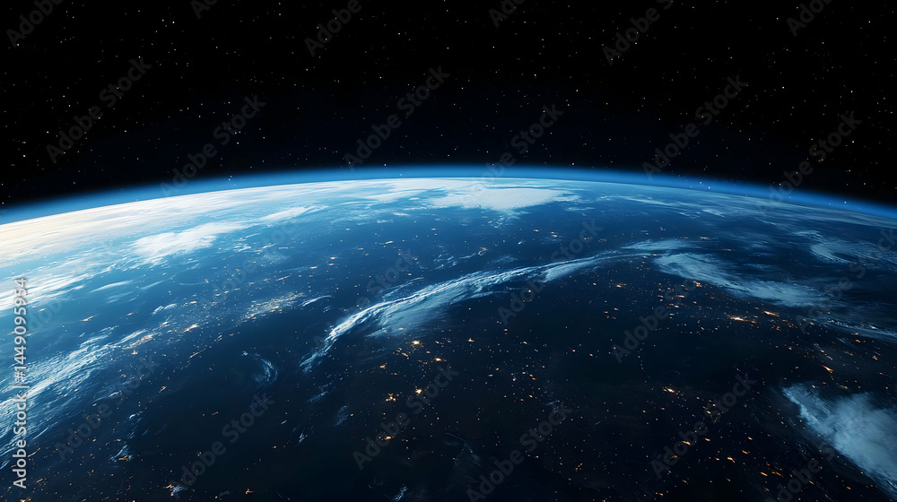 Obraz premium Pixelated View Of Earth From Space At Night